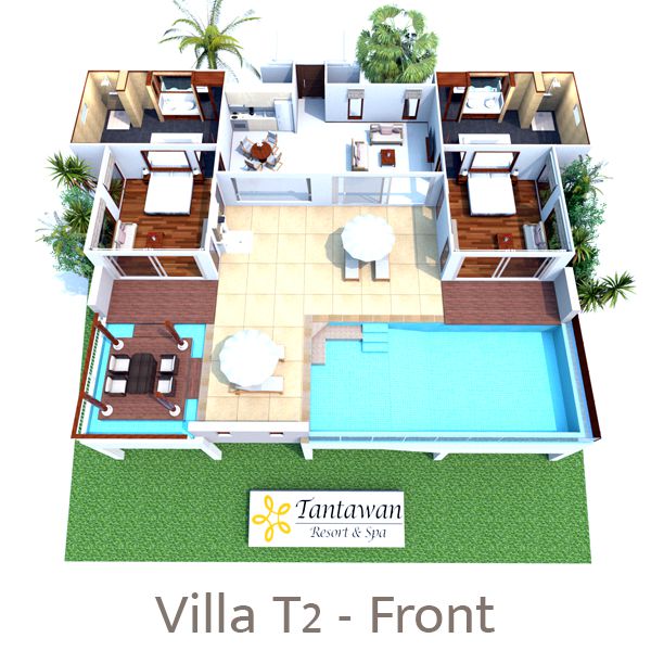 Private Phuket Pool Villas - VIlla Tantawan Resort & Spa 3D Floor Plan