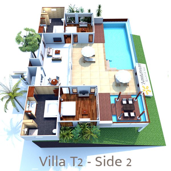 Private Phuket Pool Villas - VIlla Tantawan Resort & Spa 3D Floor Plan
